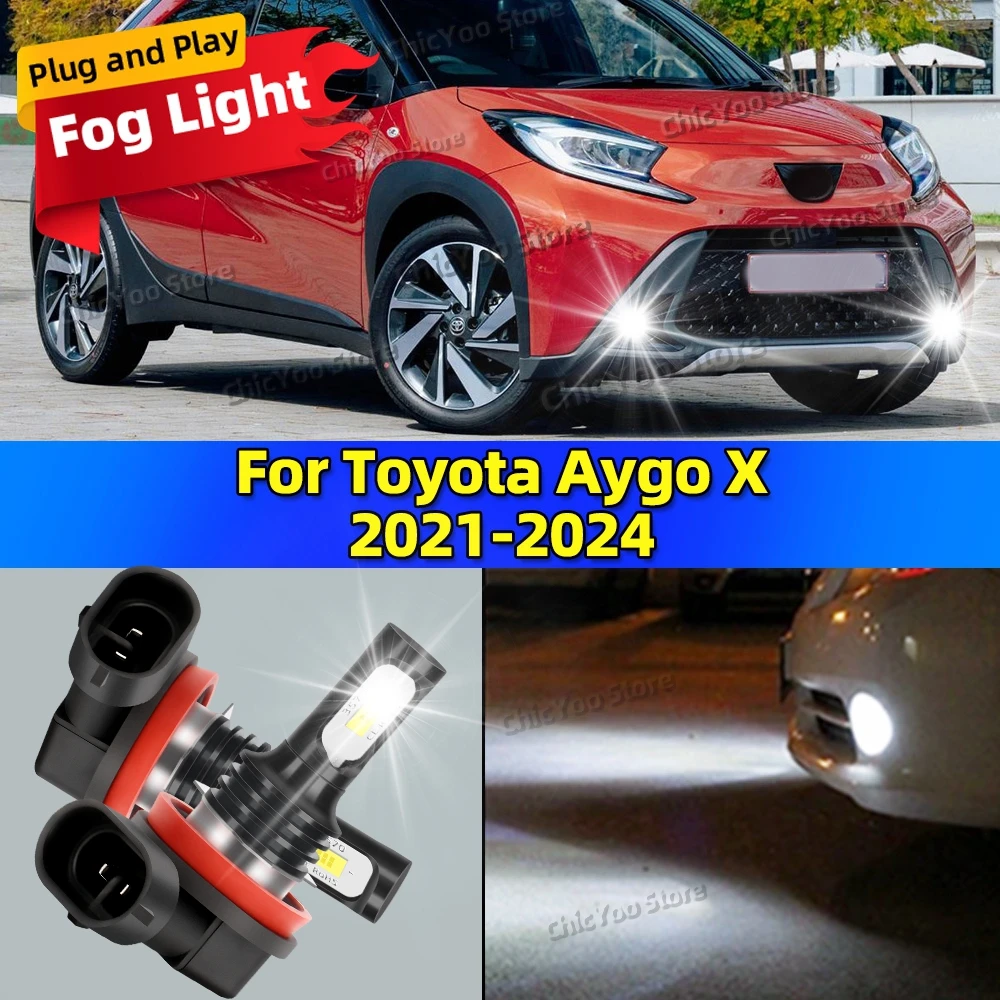 LED Car Fog Light Bulbs Lamp Auto Accessories For Toyota Aygo X 2021 2022 2023 2024 20000LM Ultra Bright Plug and Play