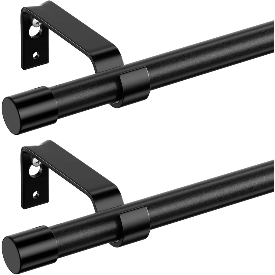 

Curtain Rods for Windows 28 to 48 inch Black Curtain Rod 2 Pack 5 8 Diameter Metal Curtain Rod Set of 2 with Brackets Splicing
