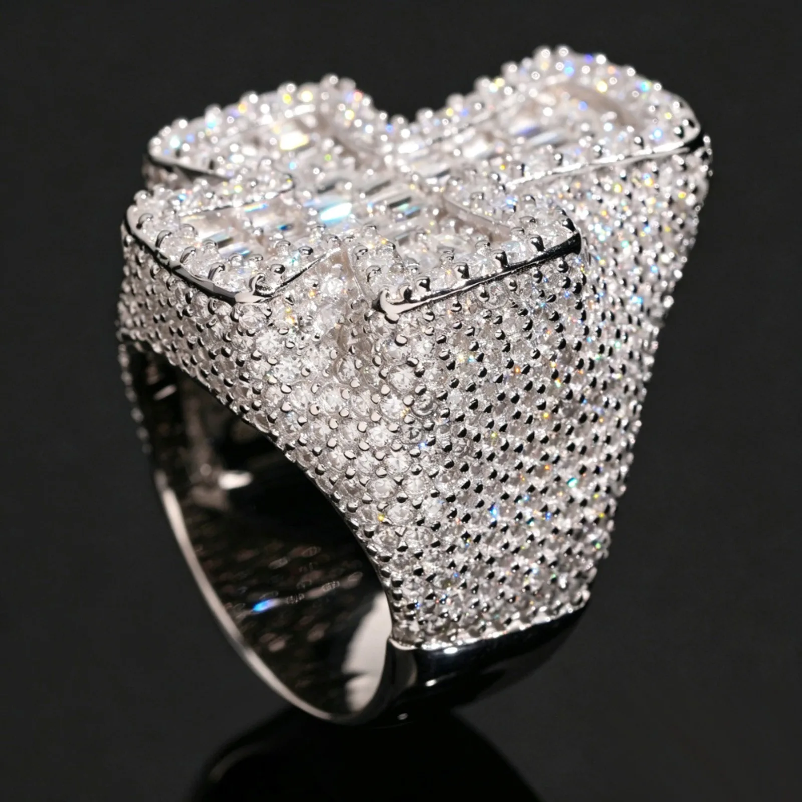 MUSHAN Luxury 925 Sterling Silver Jewelry Factory Street Men's and Women's Hip Hop Cross Ring Inlaid VVS Tifang Moissanite Ring