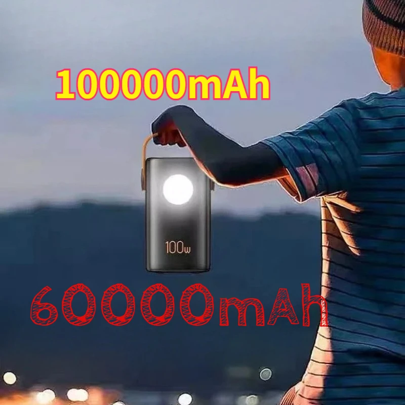 

100000mAh Power Bank 60000 MAh 100W Super Fast Charging, Large Capacity Charging Laptop Flash Charging BCAK Mobile Power Supply