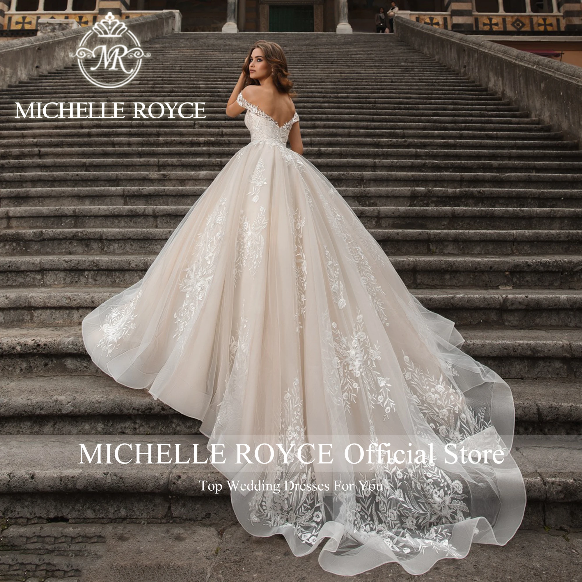 Michelle Royce A-Line Wedding Dresses For Women Sexy Bride Sweetheart Off The Shoulder Appliques Wedding Gowns Vestidos De Novia