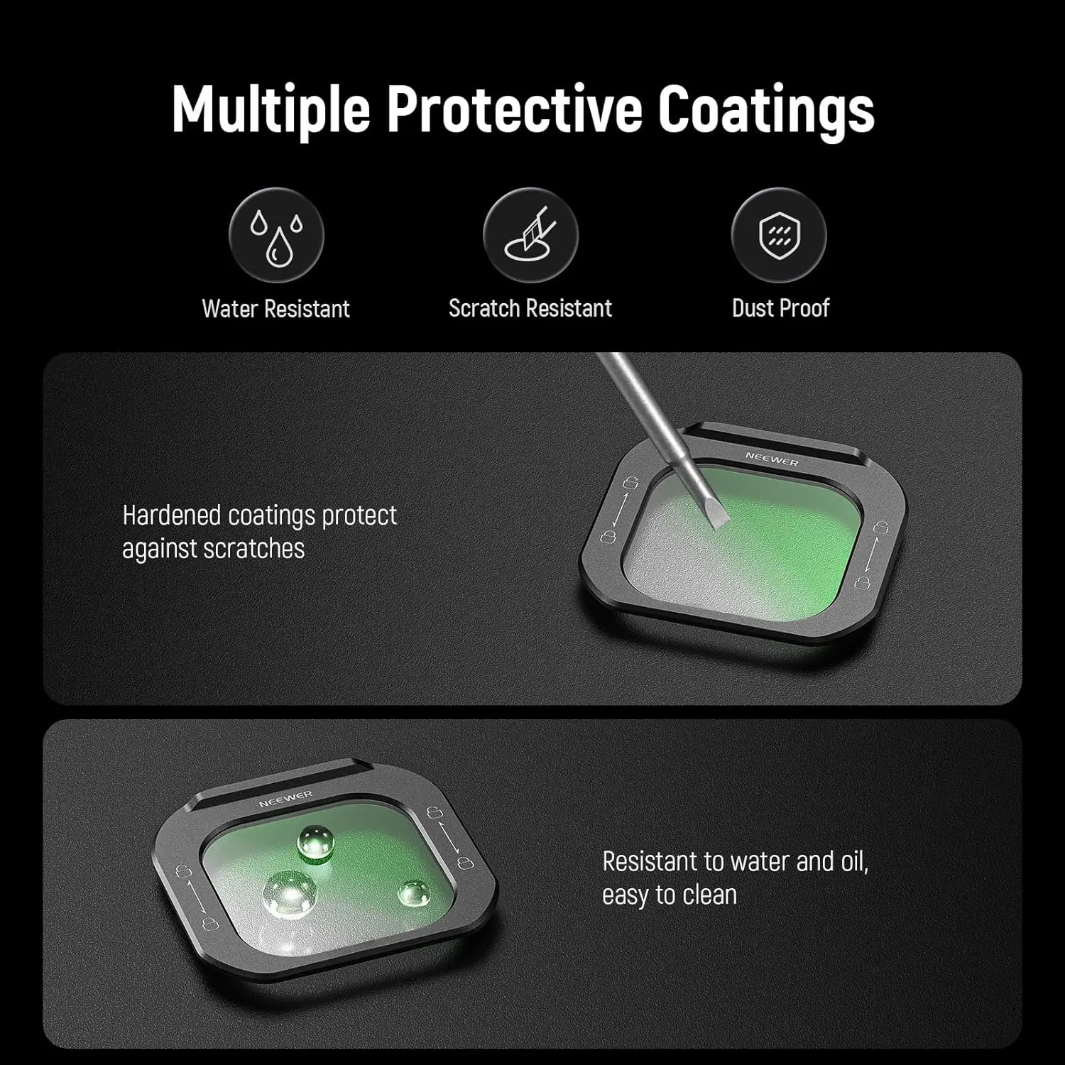 NEEWER 1/4 Black Diffusion /ND8/ND16/ND84 Filter Lensa Ponsel, Filter Kabut Lepas Cepat Untuk iPhone 16 Pro /Pro Max Phone Cage