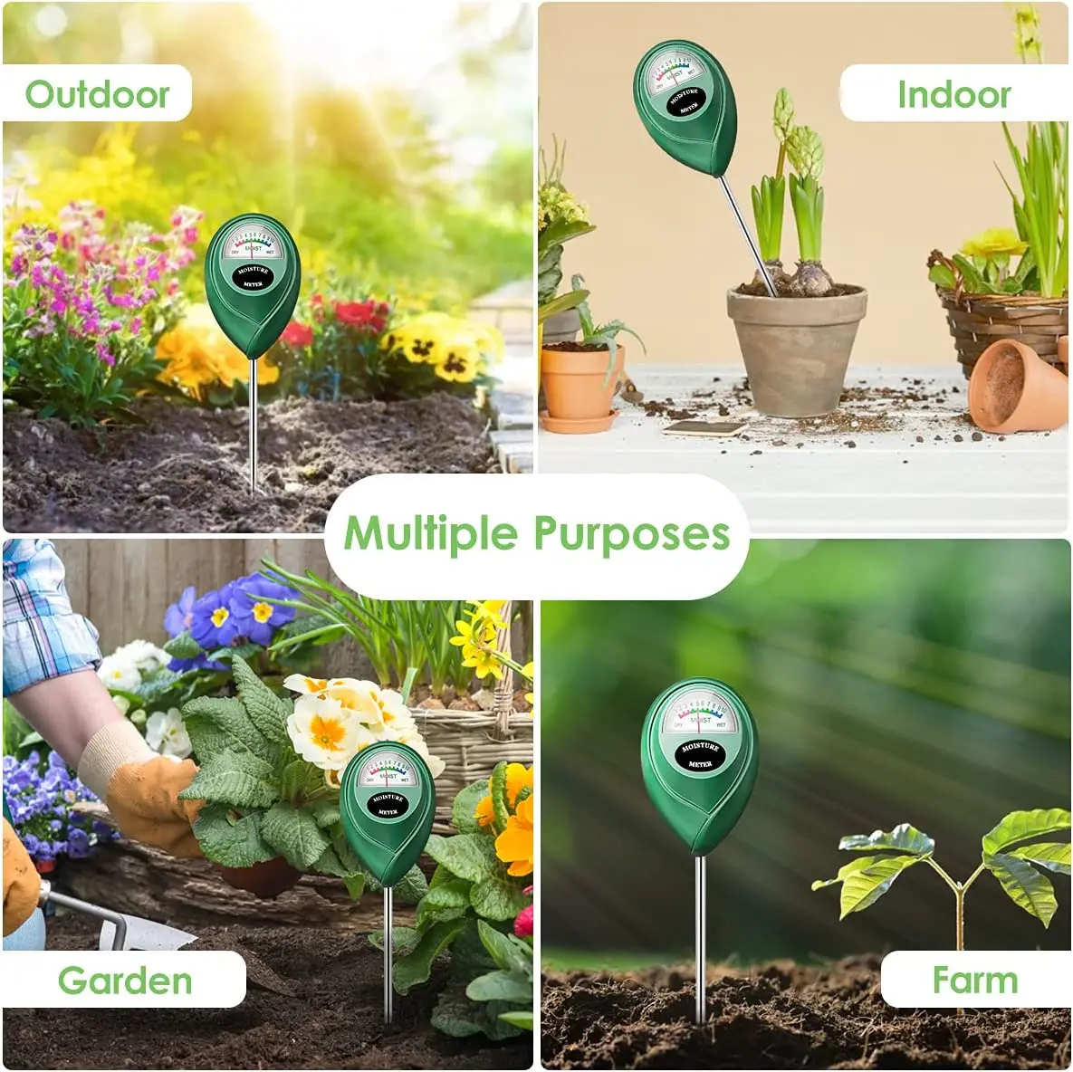 Analog Soil Moisture Sensor Meter Detector Metal Probe Gardening Plant Flower Water Analyzer Test Instrument Hygrometer Tool