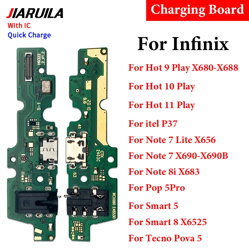 

USB Charging Dock Port Connector Board Flex Cable For Infinix Hot 9 10 11 Play Itel P37 / Note 7 Lite 8i Smart 5 6 8 Go Flex