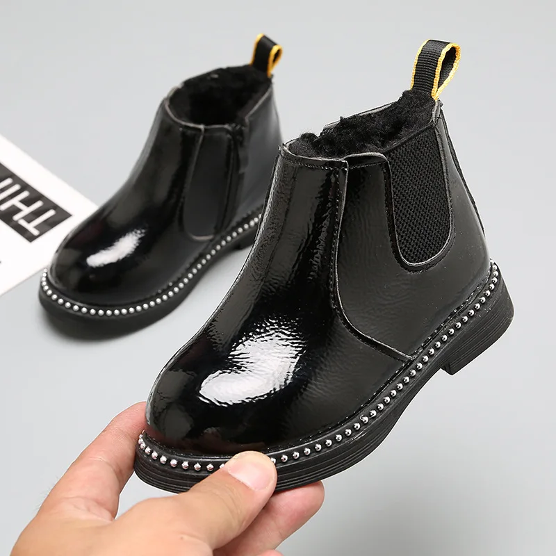 بوتاس موضة حجم كبير الاطفال الأحذية الجلدية 2025 الخريف جديد الفتيات حذاء من الجلد الراحة المضادة للانزلاق الطفل حذاء الثلوج Zapatos De Mujer #2