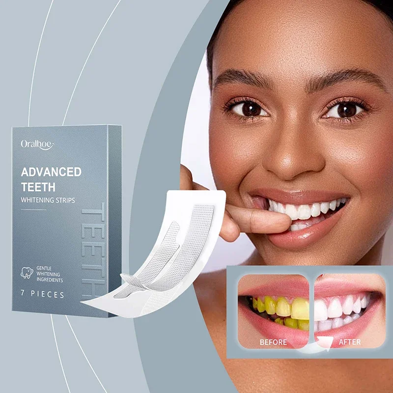 

Natural Teeth Whitening Strips Kit - Sensitive Teeth Whitener, Peroxide Free, Enamel Safe White Strips