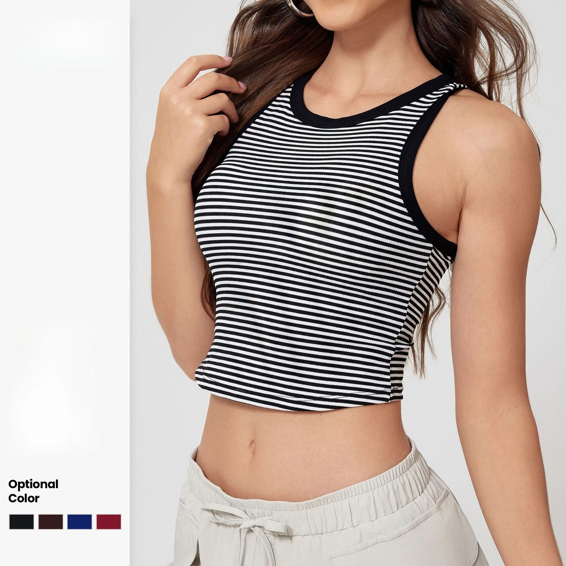 

Women’s Striped Quick Dry Yoga Tank Top Shockproof Sports Bra Sleeveless Fitness Shirt Running Pilates Outdoor Gym Underwear