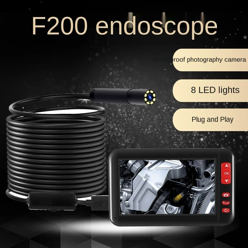 

New Multi-Language Waterproof Endoscope with Screen High-Definition Industrial Endoscope F200 Pipe Endoscope 1080P