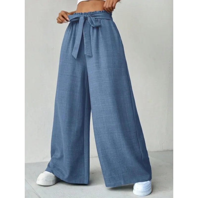 Damskie spodnie plus size 1XL-5XL, codzienne, modne, seksowne, wygodne, przewiewne, z koronkowym sznurowaniem, luźne, jednokolorowe.