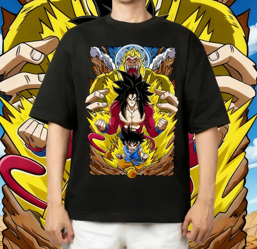 

2026 Summer Dragon Ball Comics Co Branded Printed T-shirt New Loose Retro Casual Japanese Harajuku Neutral T-shirt Top Y2K.