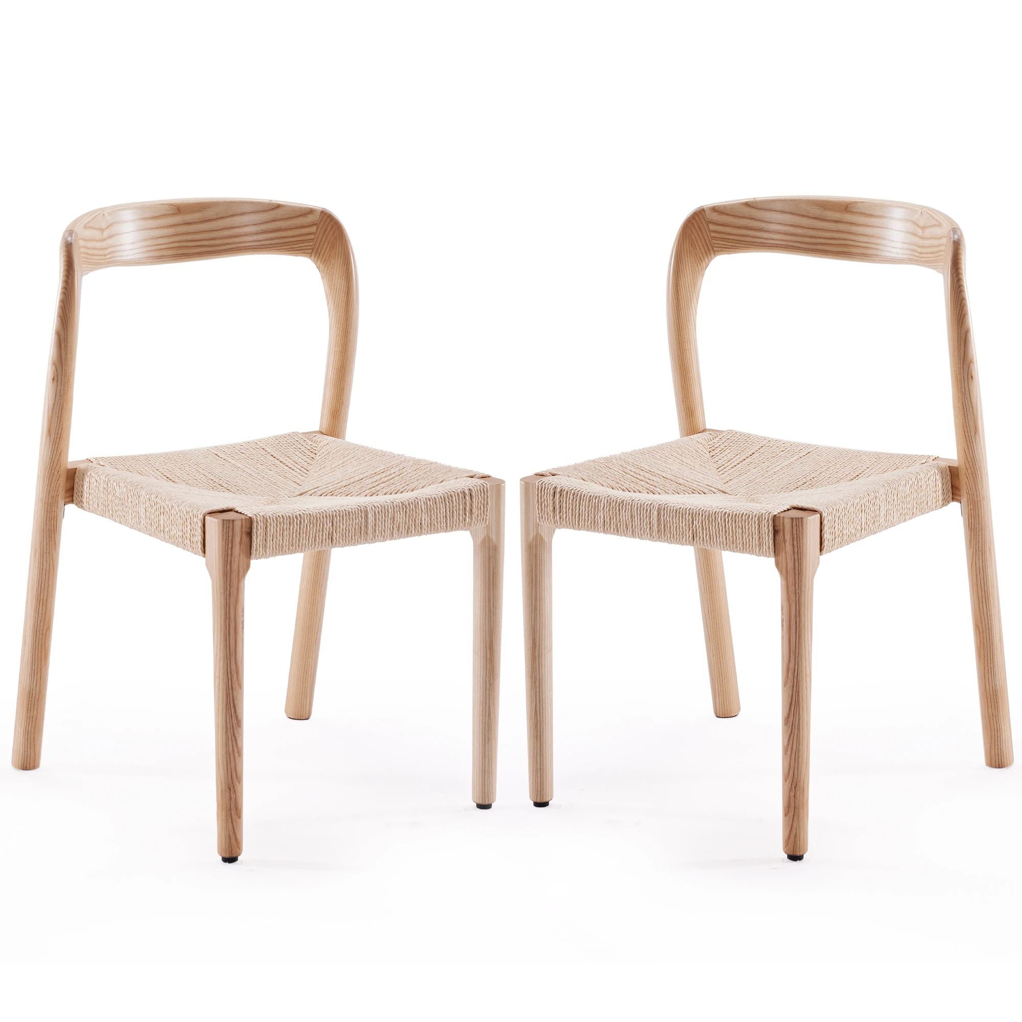 Chair Mid Century Modern Wooden for Dining Room Farini Set of 2 Ash Wood Stackable Dining