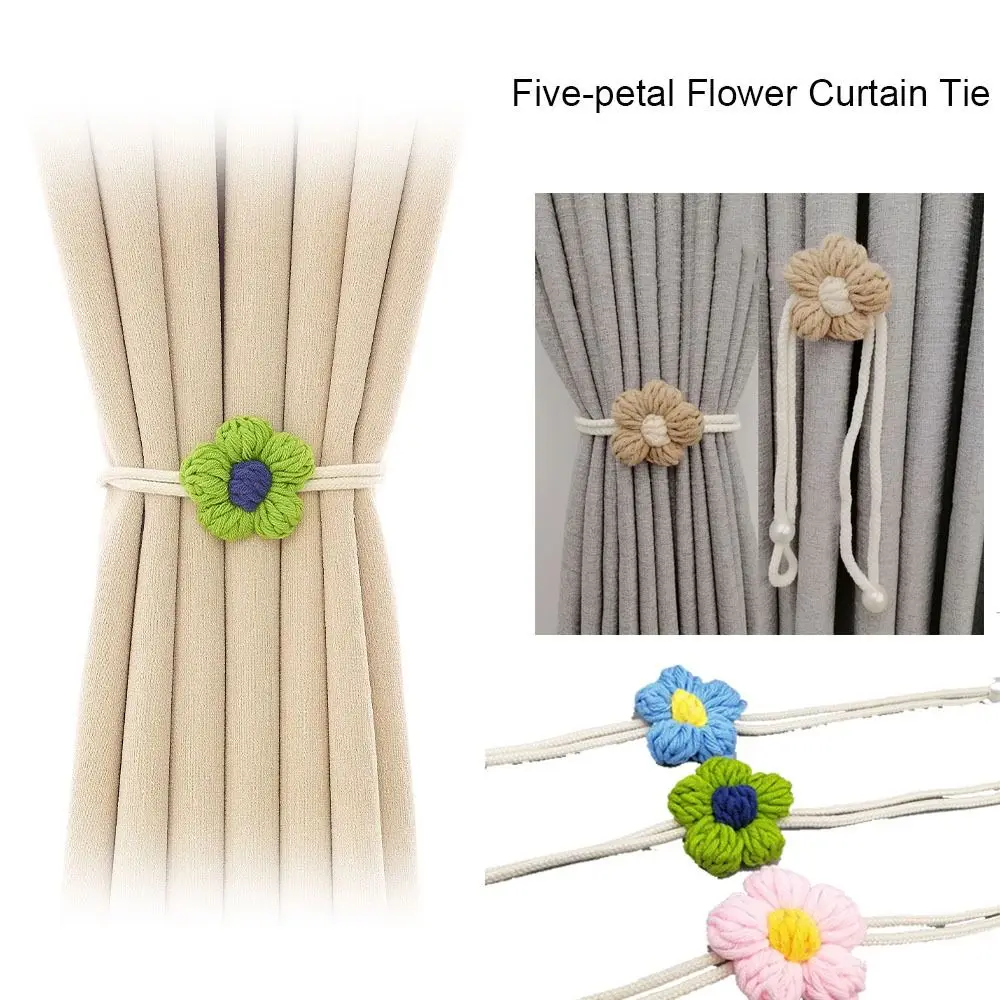 Five-petal Flower Flowers Curtain Tie Curtain Accessories Curtain Tie Decorative Tools Curtain Buckles Punch Free