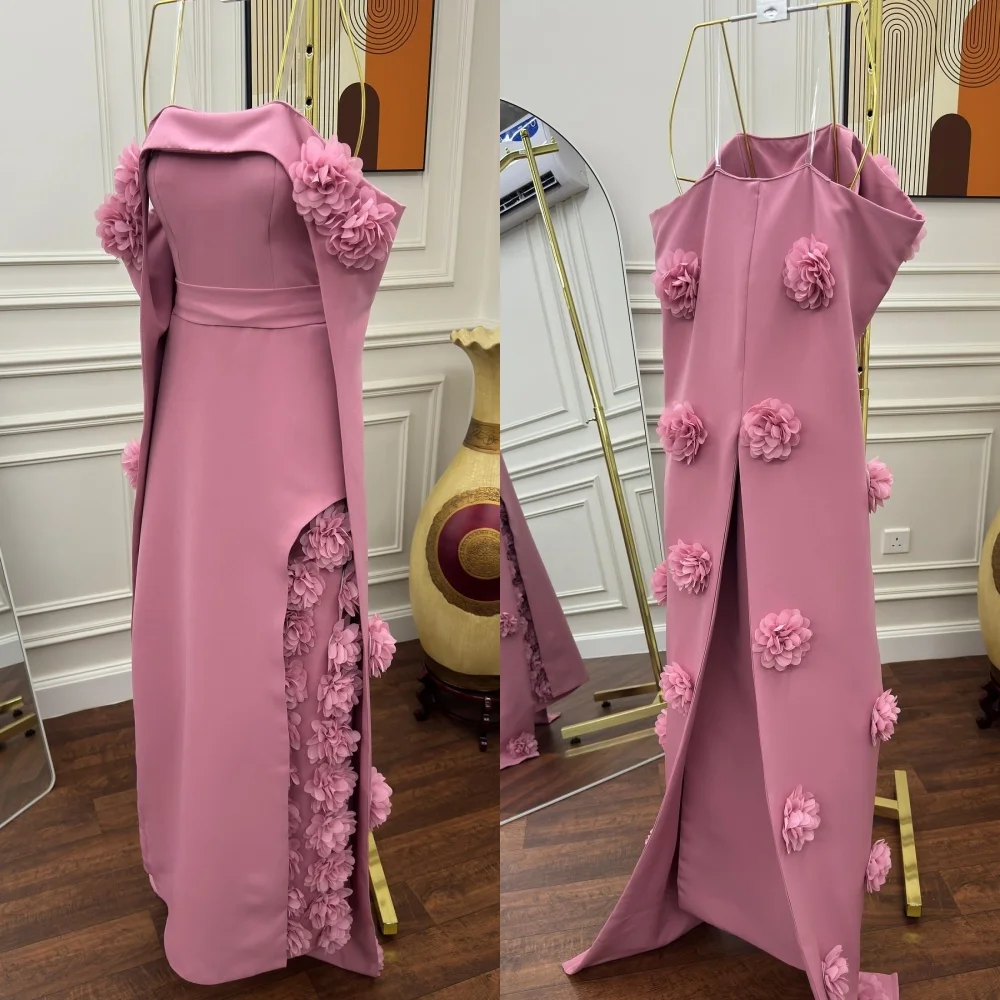 Customized High Quality Jersey Handmade Flower A-line Off-the-shoulder Midi Dresses Prom Dresses Pastrol Intricate Matching