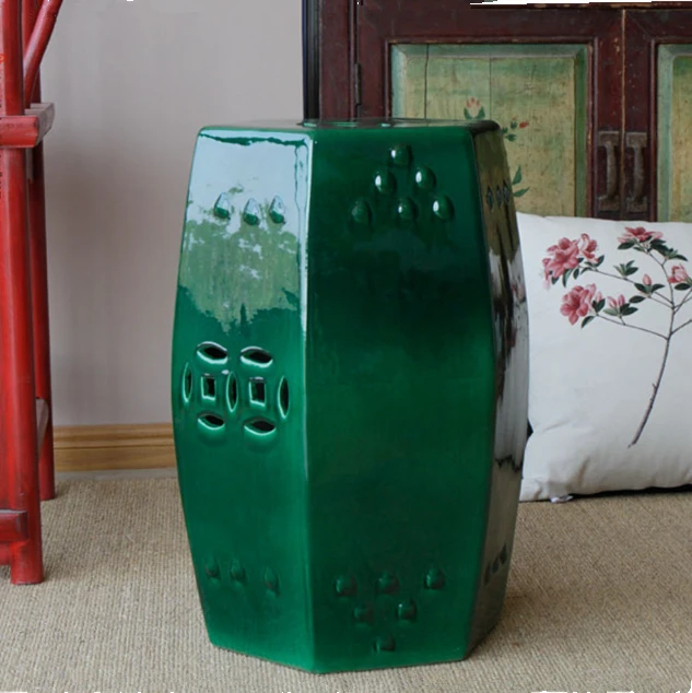 New Chinese ceramic drum stool, prismatic square cool pier study sofa side several classical ornaments