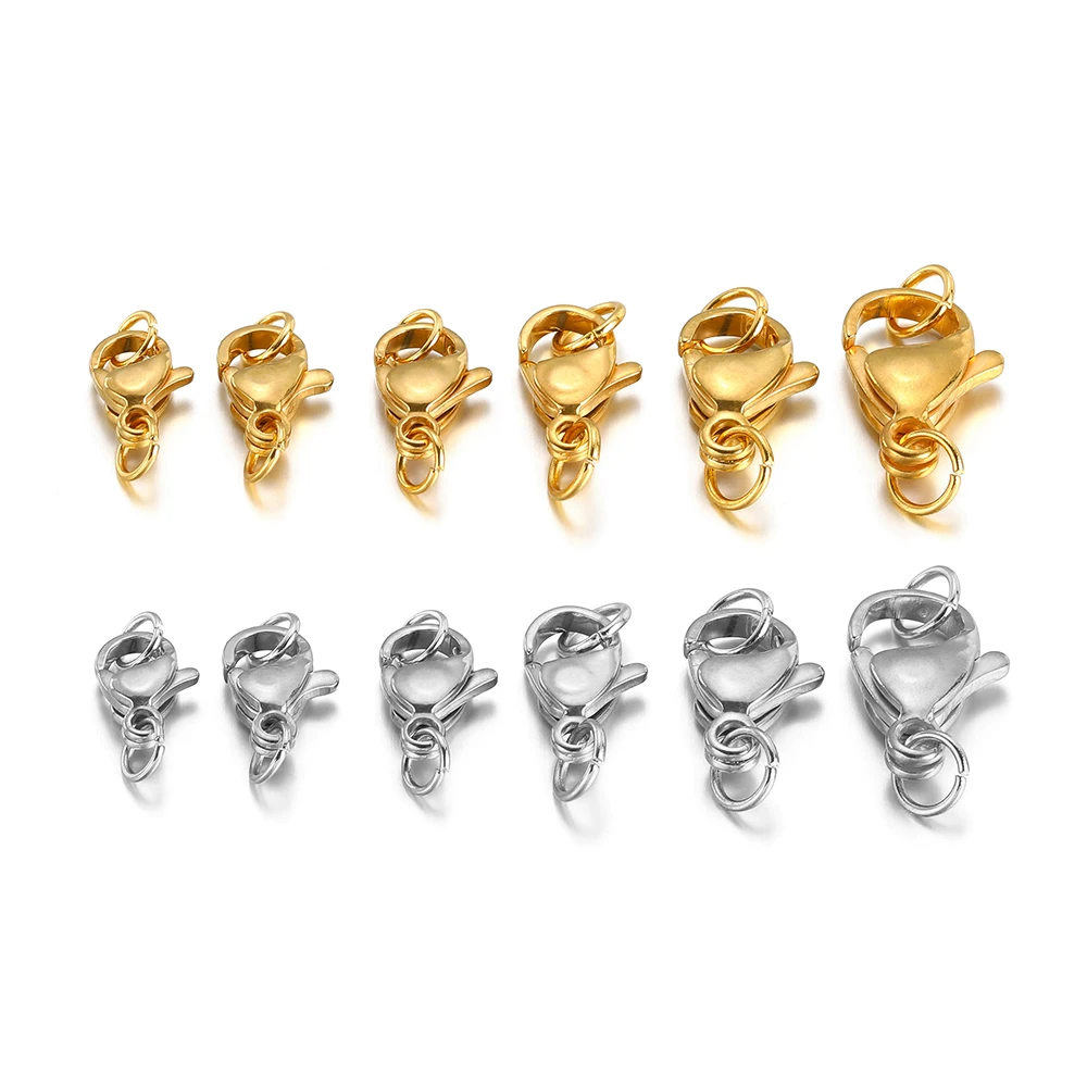 25Pcs Stainless Steel Lobster Clasps Jump Rings Hooks Connector Bracelet Necklace Chains DIY Jewelry Making Findings Supplies