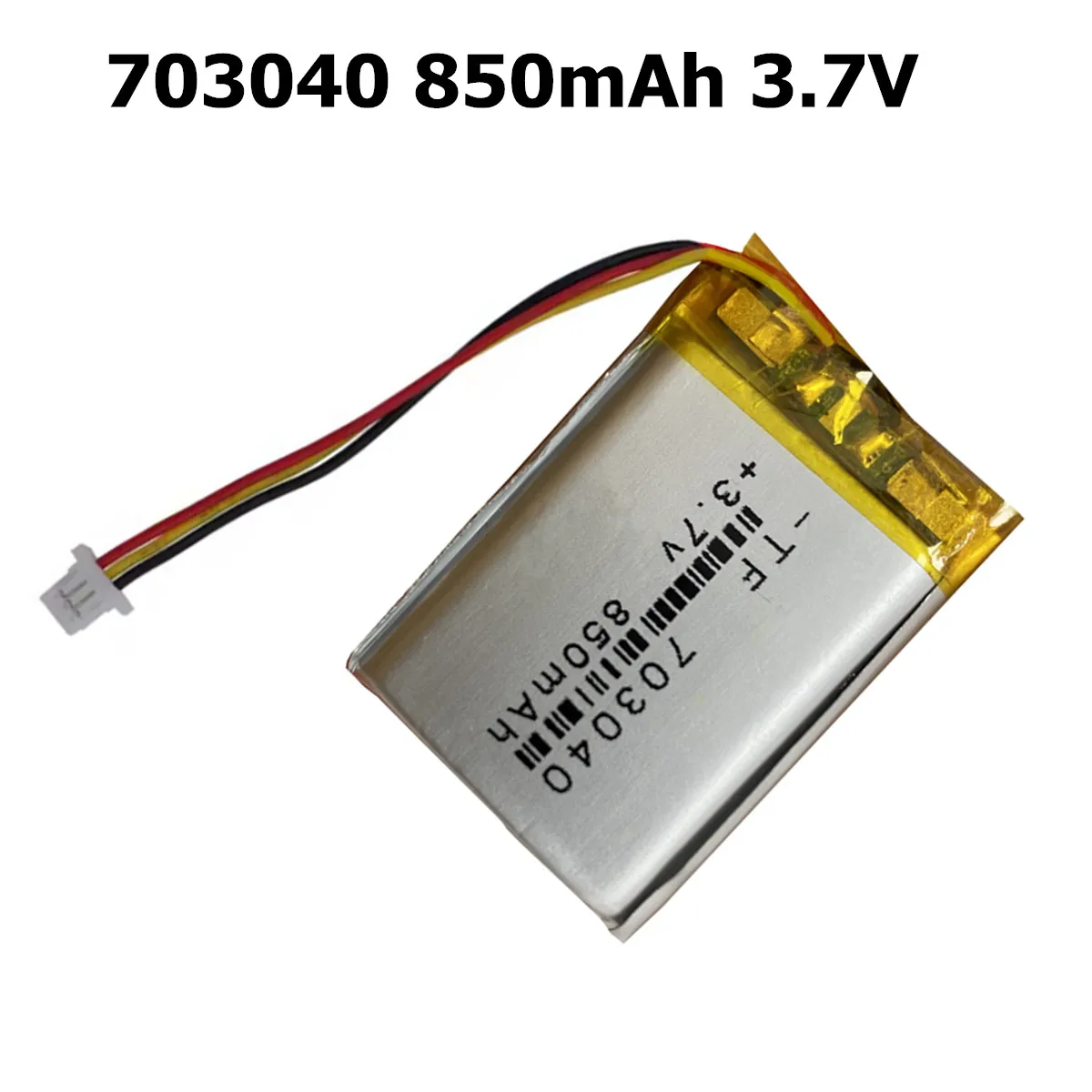 3.7V 850mAh 703040 JST 3Pin 1.0mm NTC Thermistor Li-Polymer Lipo Rechargeable Battery For GPS Camera LED PAD DVD E-book Speaker