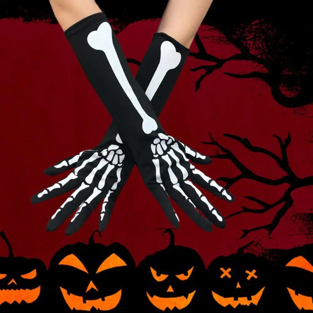 Unisex Halloween Ghost Gloves Skull Stockings 1 para Cosplay Halloween Skeleton Gloves Luminous Full Finger Long Gloves Socks