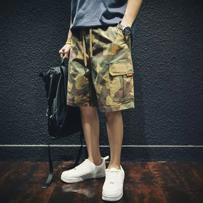 

Летняя тонкая камуфляжная рабочая одежда orts, мужские свободные модные брендовые повседневные брюки пять четвертей, брюки большого размера f-длины