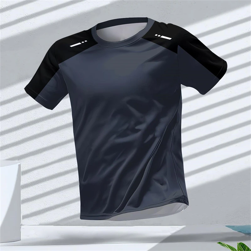 Fashion Running Sports T Shirts For Men Summer Casual Outdoor Fitness 3D Printed T-shirts Loose Quick Dry Breathable Tees Tops