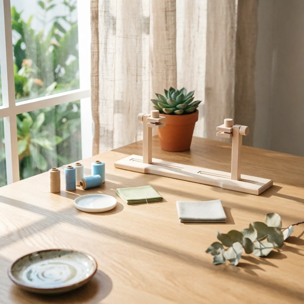 

Beech Wood Embroidery Stand Stable Table Embroidery Stand Craft Tool Easy to Use Space-Saving for Tabletop