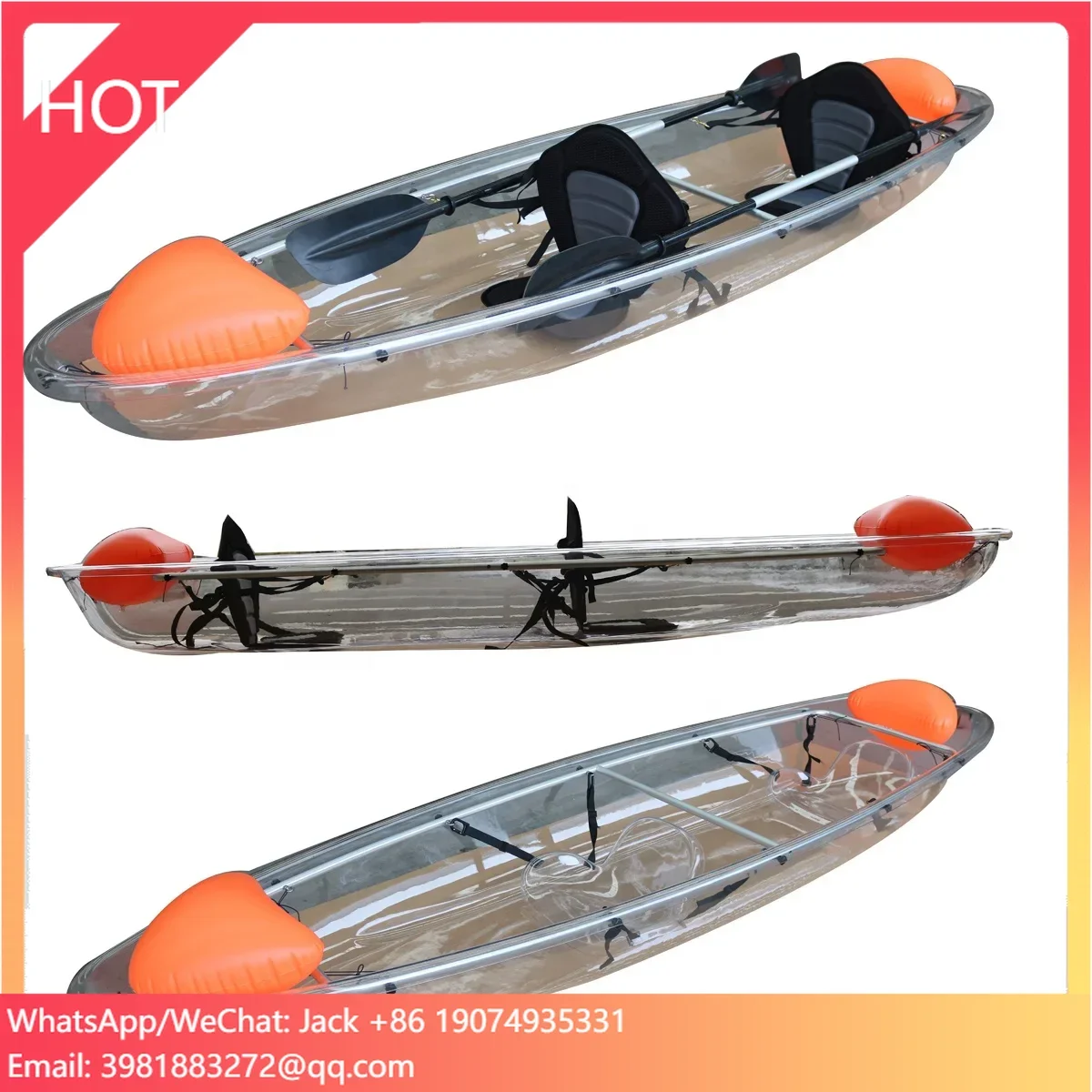 

Kayaks Transparent With Paddles PC Glass Bottom Crystal Kayak 11ft Canoa Leisure Transparent Canoe Lakes & Rivers & Ocean Ltd.