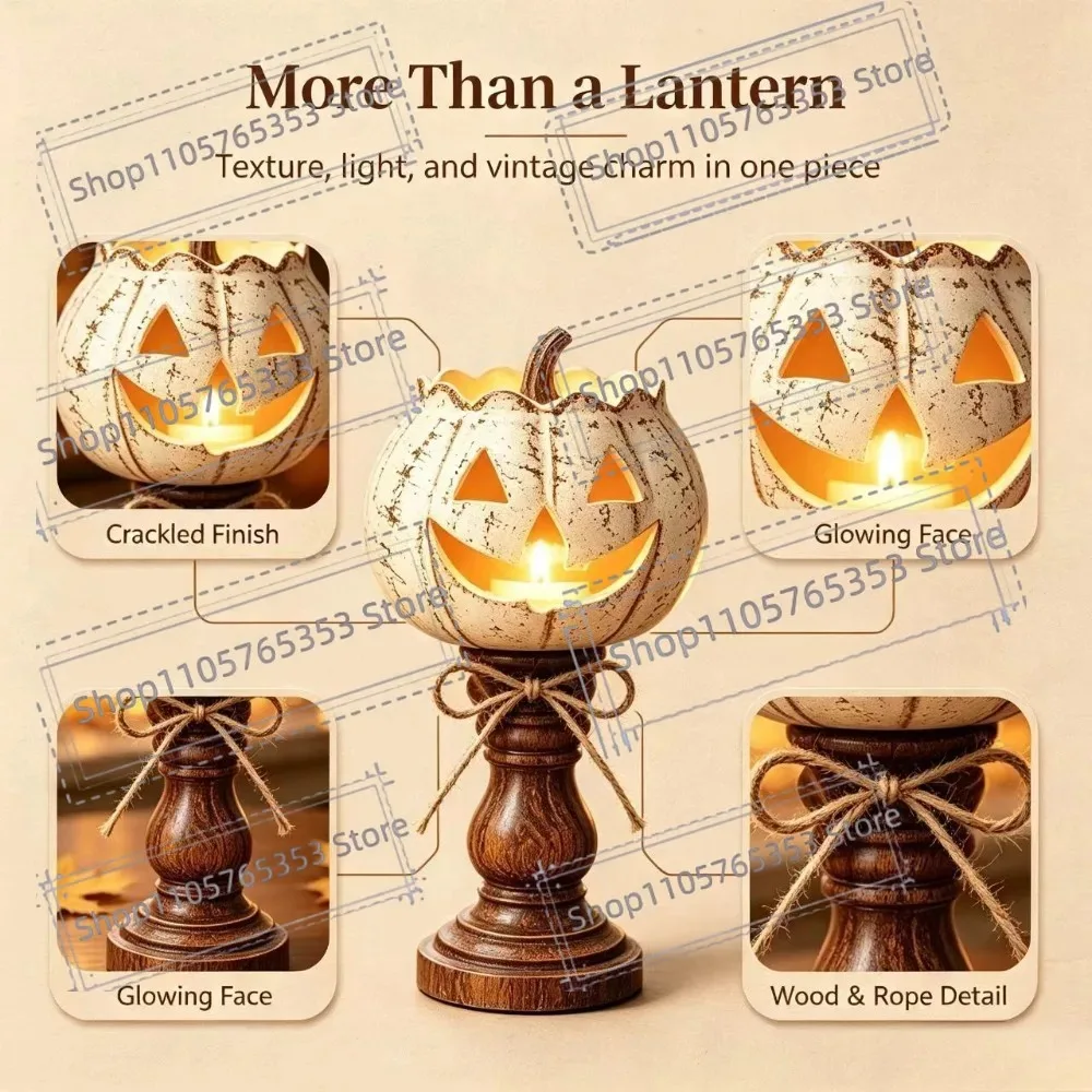 White Pumpkin Tealight Candle Holders Holder,Halloween Resin Candle Holder,Craftsmanship Ornament for Halloween &Thanksgiv Decor