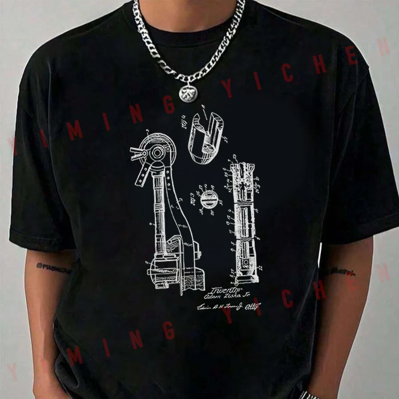 

Motorcycle Tranission Patent Print T-Shirt Moto Riders Summer Men's Fashion Casual O-Neck Tops Tee 2026