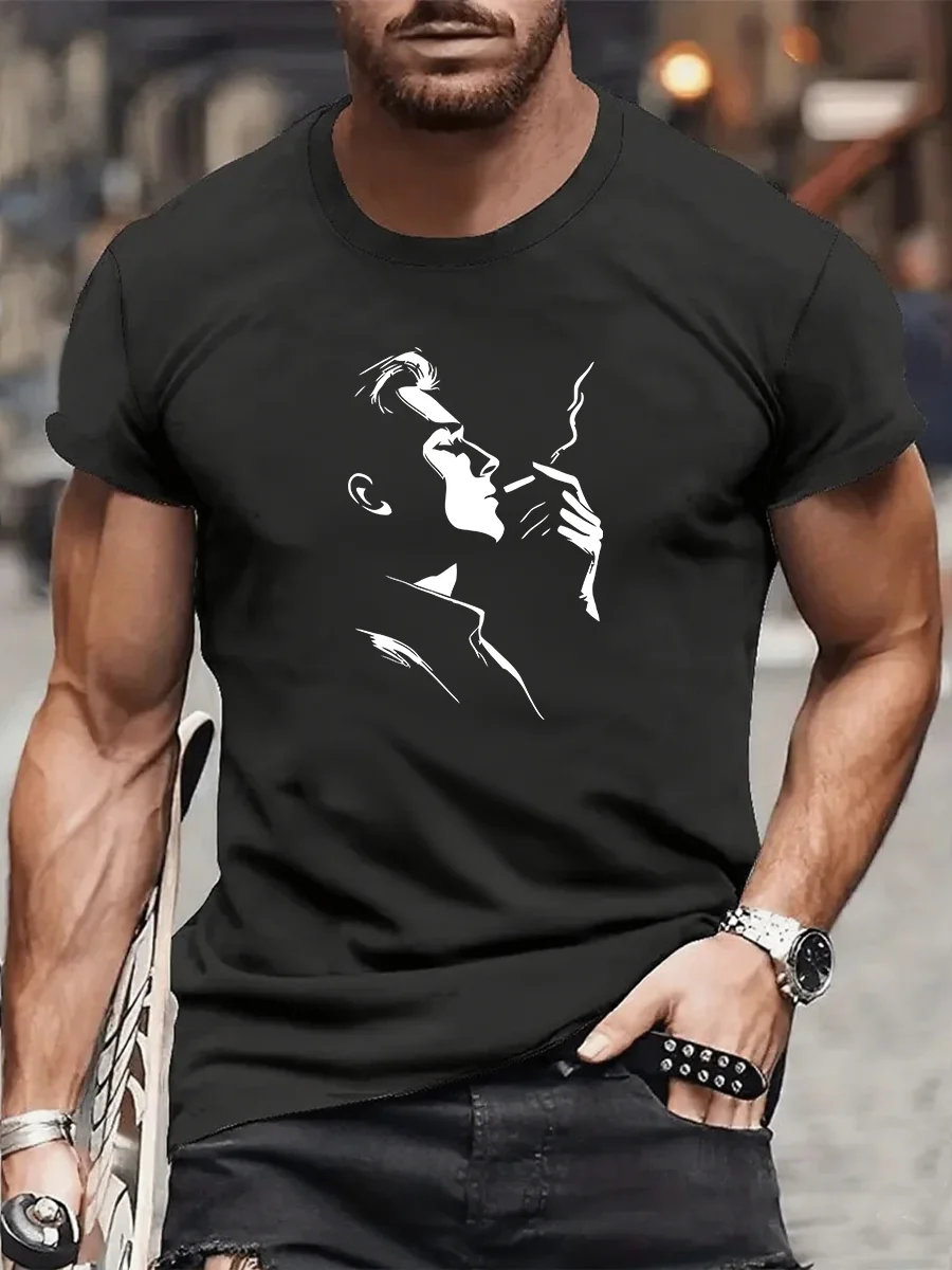 

2025 Мужская дышащая спортивная рубашка для бега с принтом — повседневная модная хлопковая футболка с короткими рукавами — летний брендовый уличный топ