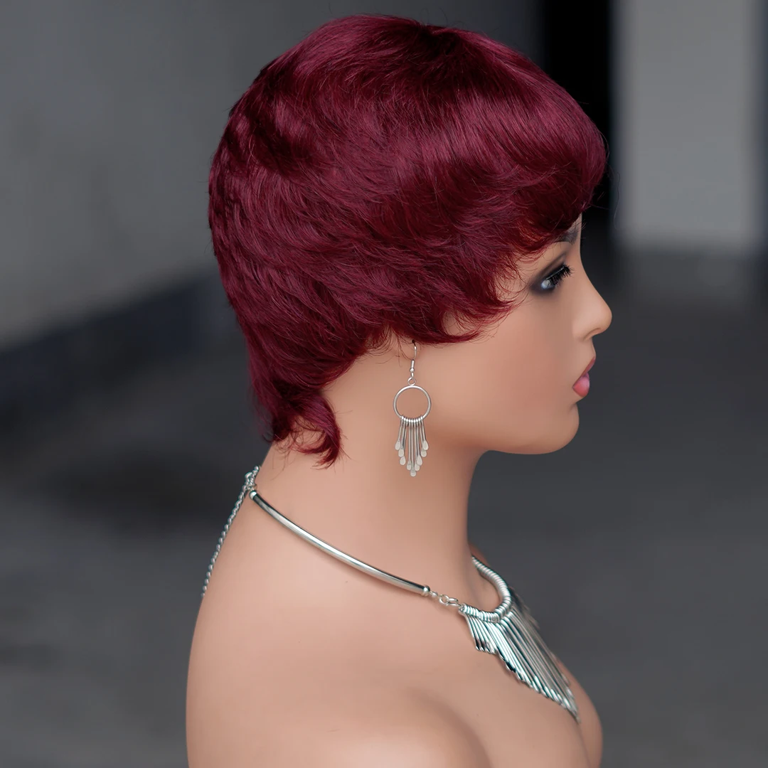 Rote Perücke aus Echthaar Kurz – Short Pixie Cut Wig Human Hair Cheap Bewertung und Preis
