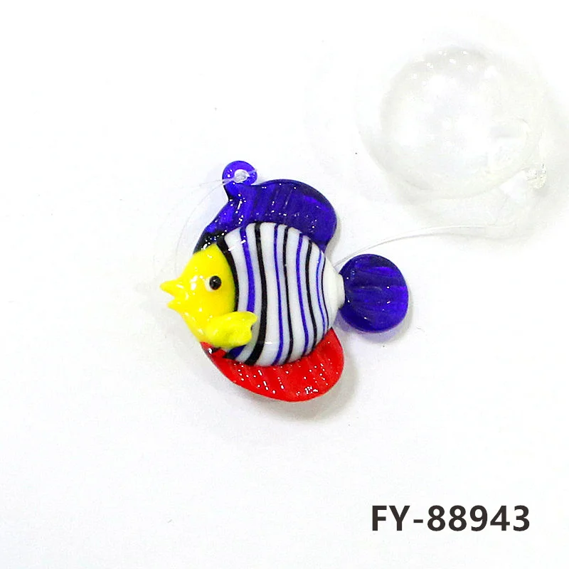 Floating Glass Bubble Ball With Tropical Fish Mini Figurine Pendant Cute Sea Animal Tiny Statue Ornament Aquarium Decor Supplies