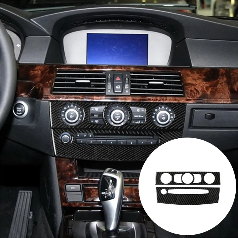 

For BMW 5 Series E60 2004-2007 Accessories Carbon Fiber Car Air Conditioner CD Control Panel Trim Cover Frame Stickers