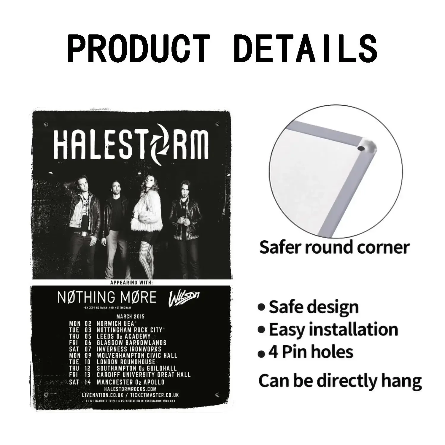 Halestorm แผ่นโลหะดีบุกและป้ายเครื่องตกแต่งฝาผนัง, โปสเตอร์กัปตัน, ตกแต่งวินเทจ, บาร์, ผับ, สโมสร, การเครื่องตกแต่งฝาผนัง