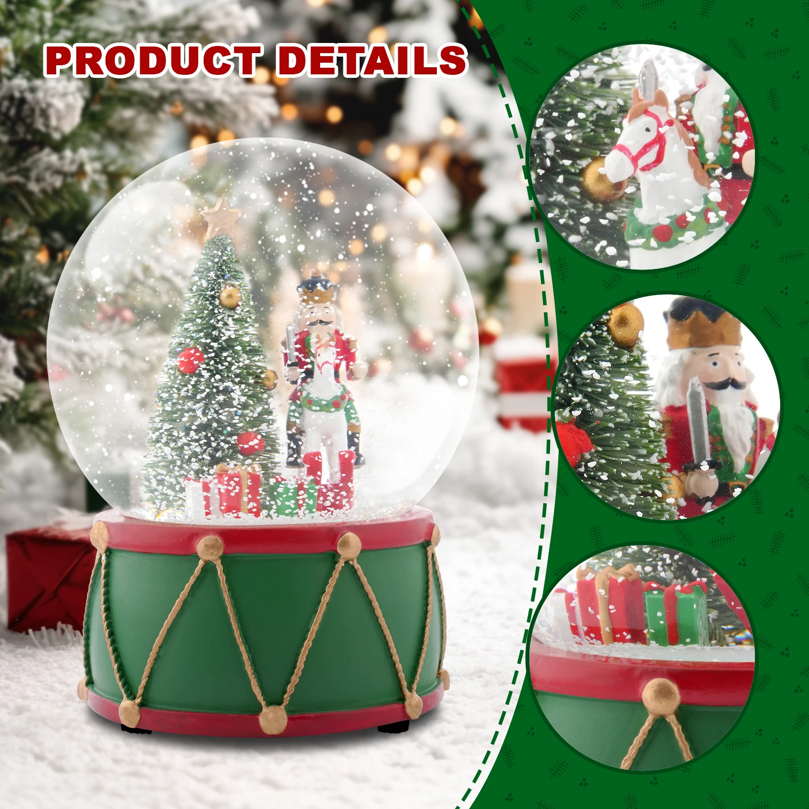 

Soldier Parade Musical Snow Globe Unique Percussion Drum Base Ideal Christmas Gift