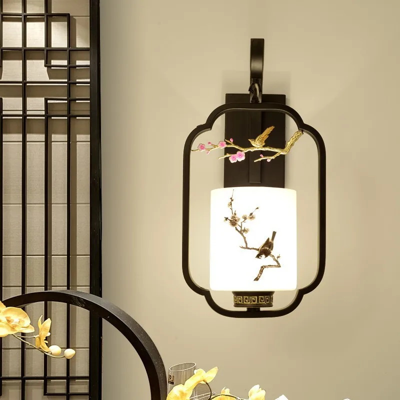 New Chinese Style Wall Lamps Originality Art Bird Design LED Wall Light Bedroom Bedside Table Study Restaurant Home Decor Lamps