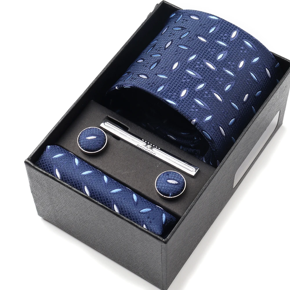 Pocket Square Cufflinks Set Tie Set Box for Men, Gift Box
