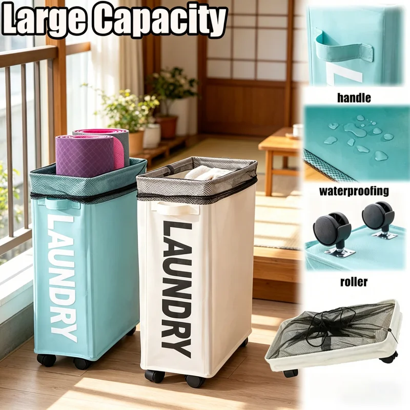 

Складная корзина для белья на колесиках, контейнер для грязной одежды, ящик для хранения спортивного инвентаря и мелочей, органайзер для ванной комнаты