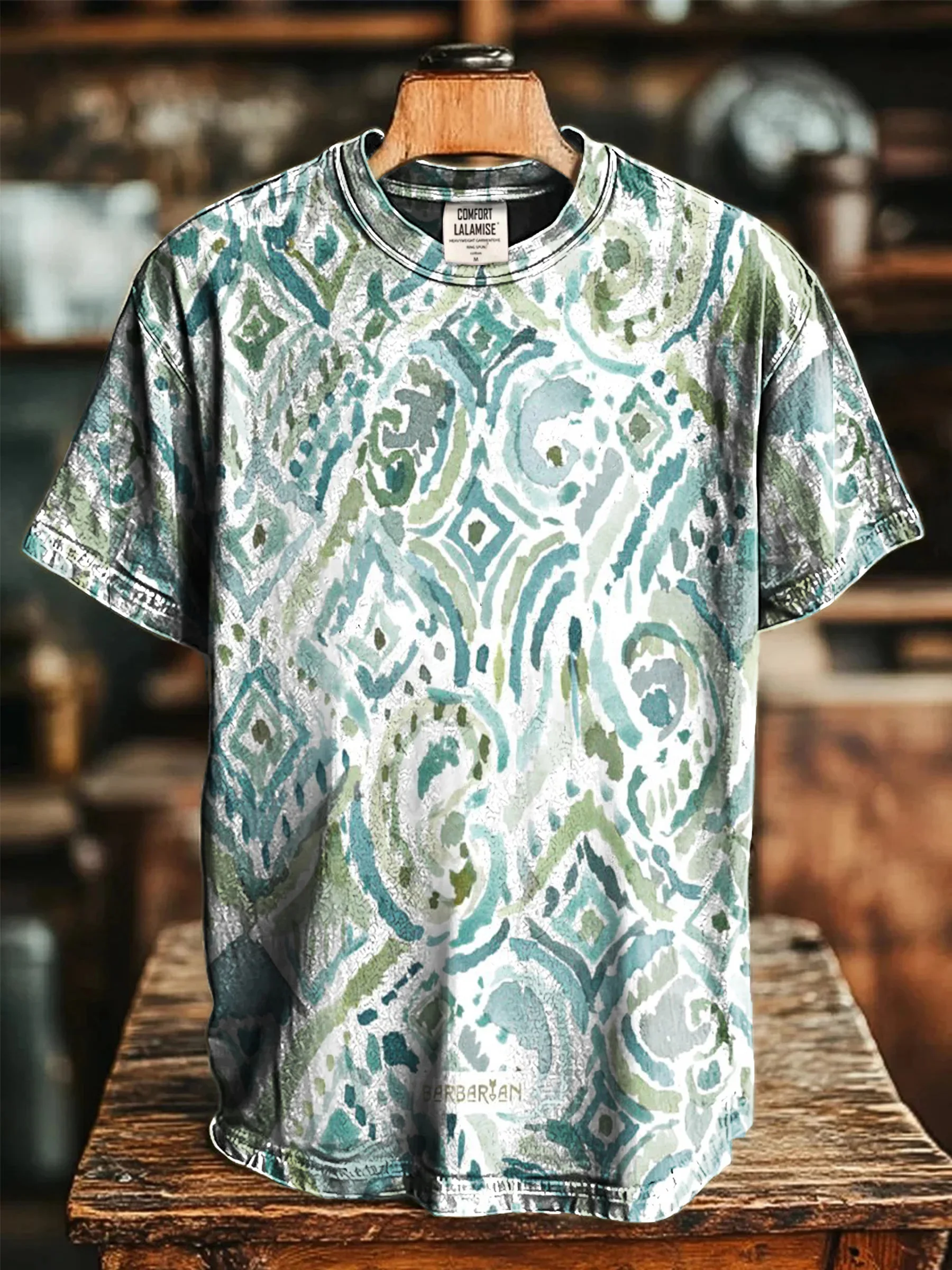 Summer Funny Retro Ethnic Totem Art Print Short Sleeve T-shirt Casual Top for