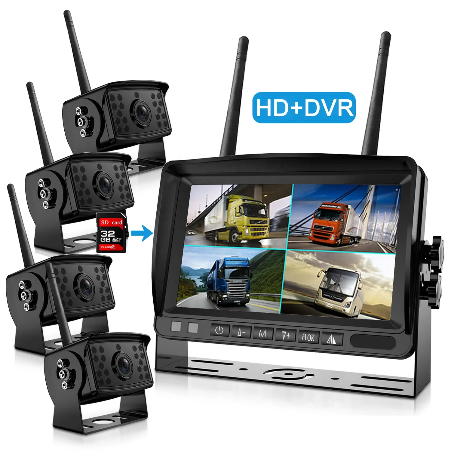 

7in Digital Signal WiFi Rear View System Free 32GB Card Built in DVR 1080P CCD Reverse Camera Monitor