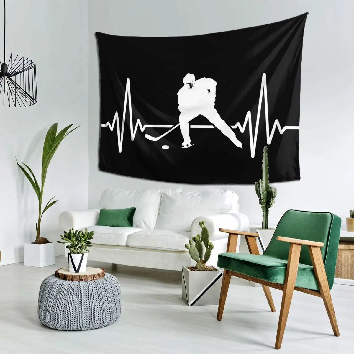 

Ice Hockey Heartbeat, Hockey Heartbeat Tapestry Wall Hanging Aesthetic Home Decor Tapestries for Living Room Bedroom