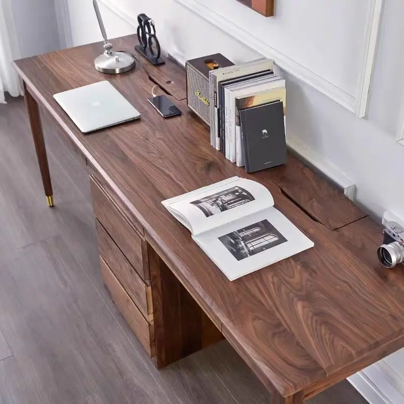 Customizable North American Black Walnut Double Desk Simple Modern Home Computer Writing Desk