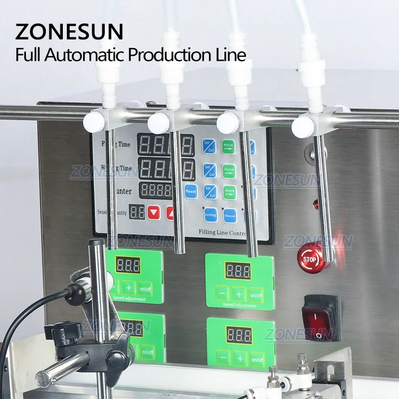 ZONESUN Automatic Drink Essential Oil Round Vial Liquid Filling Capping And Labeling Machine Line With Vibratory Bowl