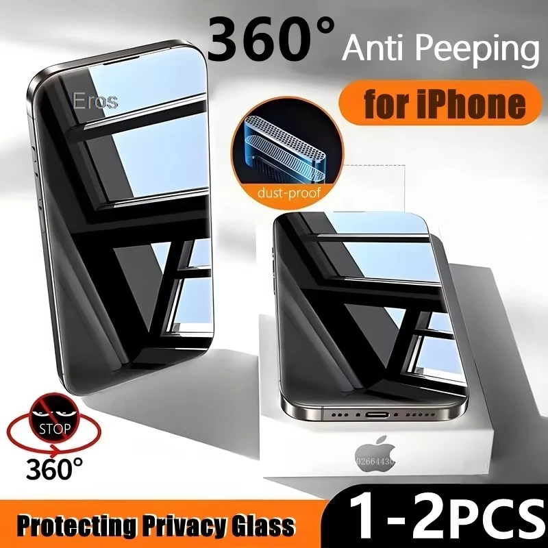 1-2PCS Thick Full Glue 360 Full Coverage Privacy Glass For iPhone 17 Pro Max 17 Pro 17 Air, Case Friendly Daily Screen Protector
