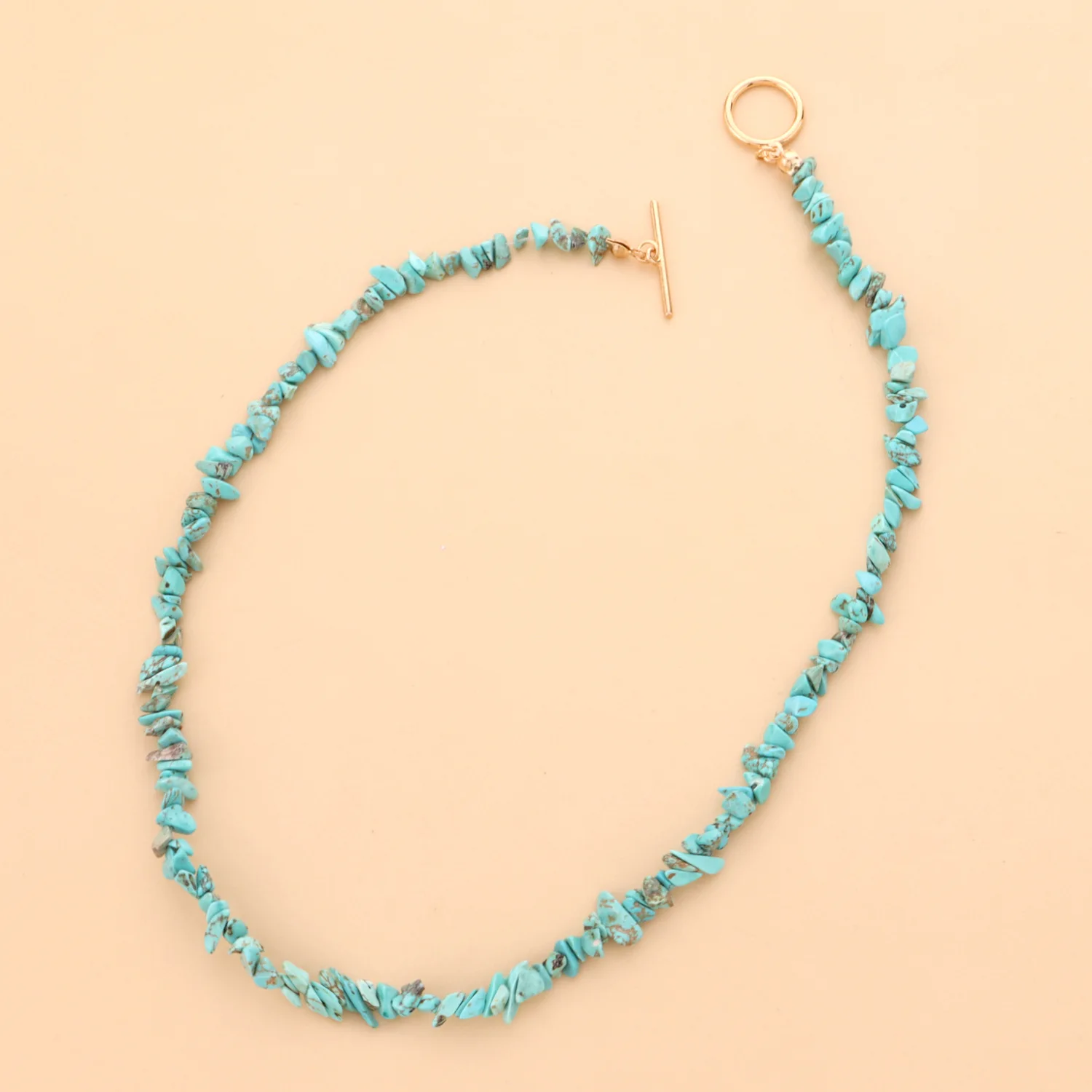 Minimalist Oversized Pearl OT Buckle Necklace with Green Turquoise for Women Fashionable Chain Standard Length Silver