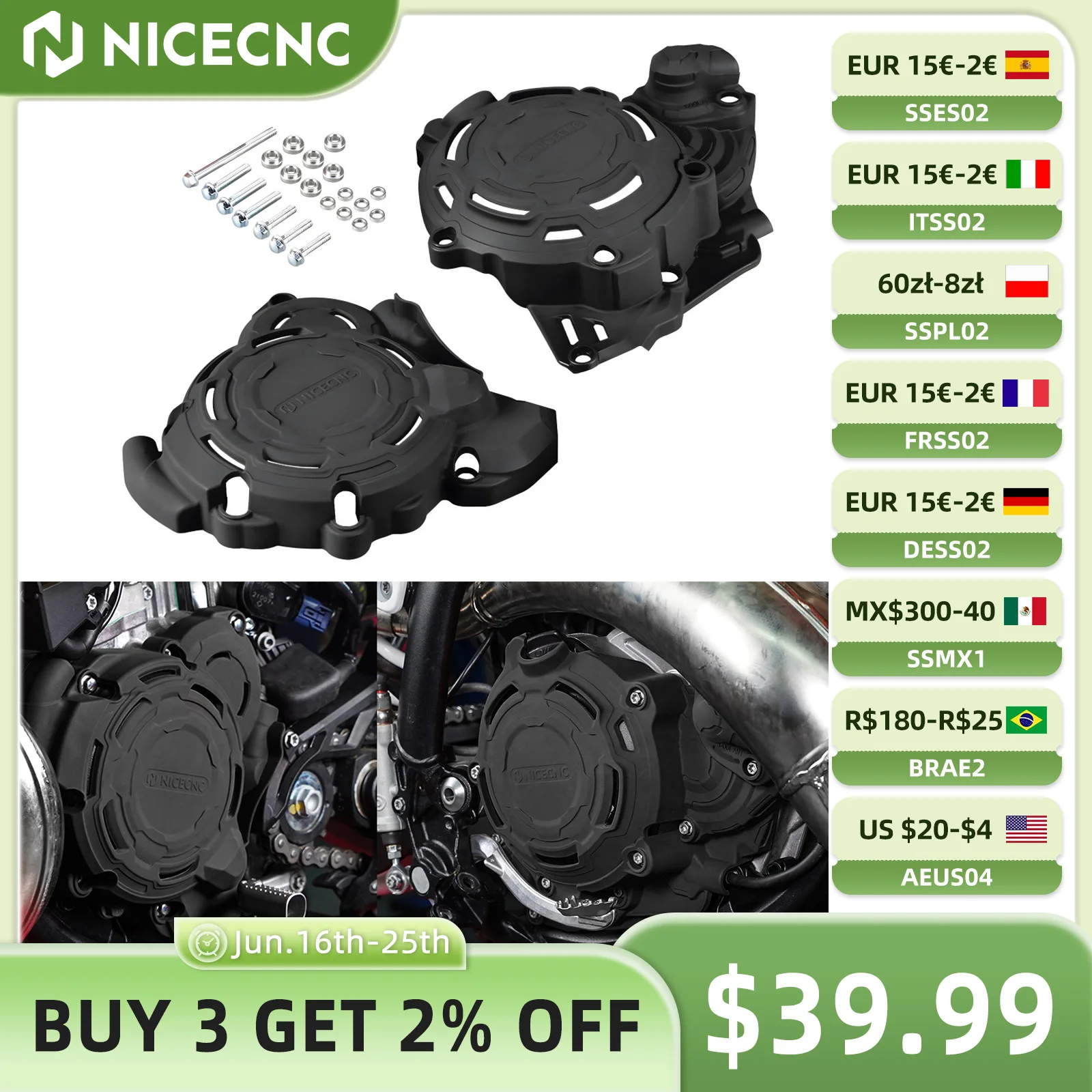 

For 2024 GasGas EC 300 EC 250 Engine Clutch Cover Ignition Guard Protector EX 250 EX 300 MC 250 For Husqvarna TE 300 KTM EXC 300