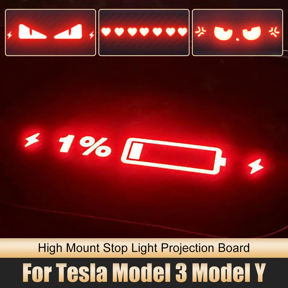 For Tesla Model 3 Model Y High Mount Brake Light Projection DIY Board PVC Soft Board Stop Light Patch Accessories