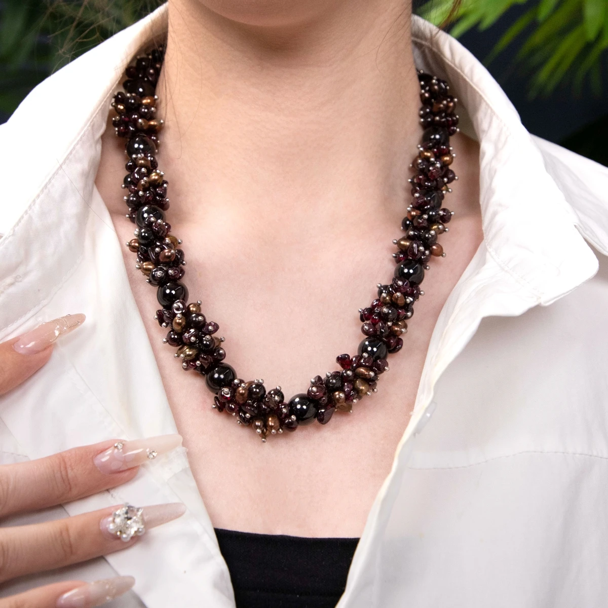 ヴィンテージストーンネックレス,豪華な磁気アトラクション,ファッションウェア