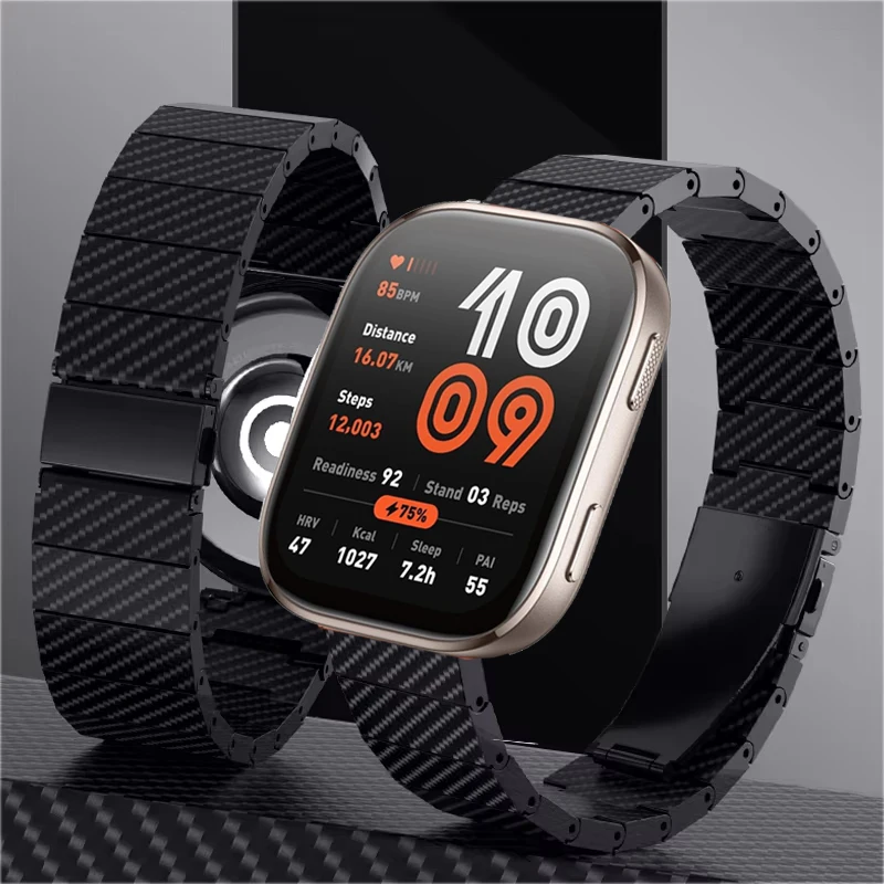 20 مللي متر 22 مللي متر ألياف الكربون حزام الساعات ل Amazfit Bip 6 5 3 برو حزام ل Amazfit الفهد برو جولة/نشط 2 مربع/التوازن 2/GTR GTS