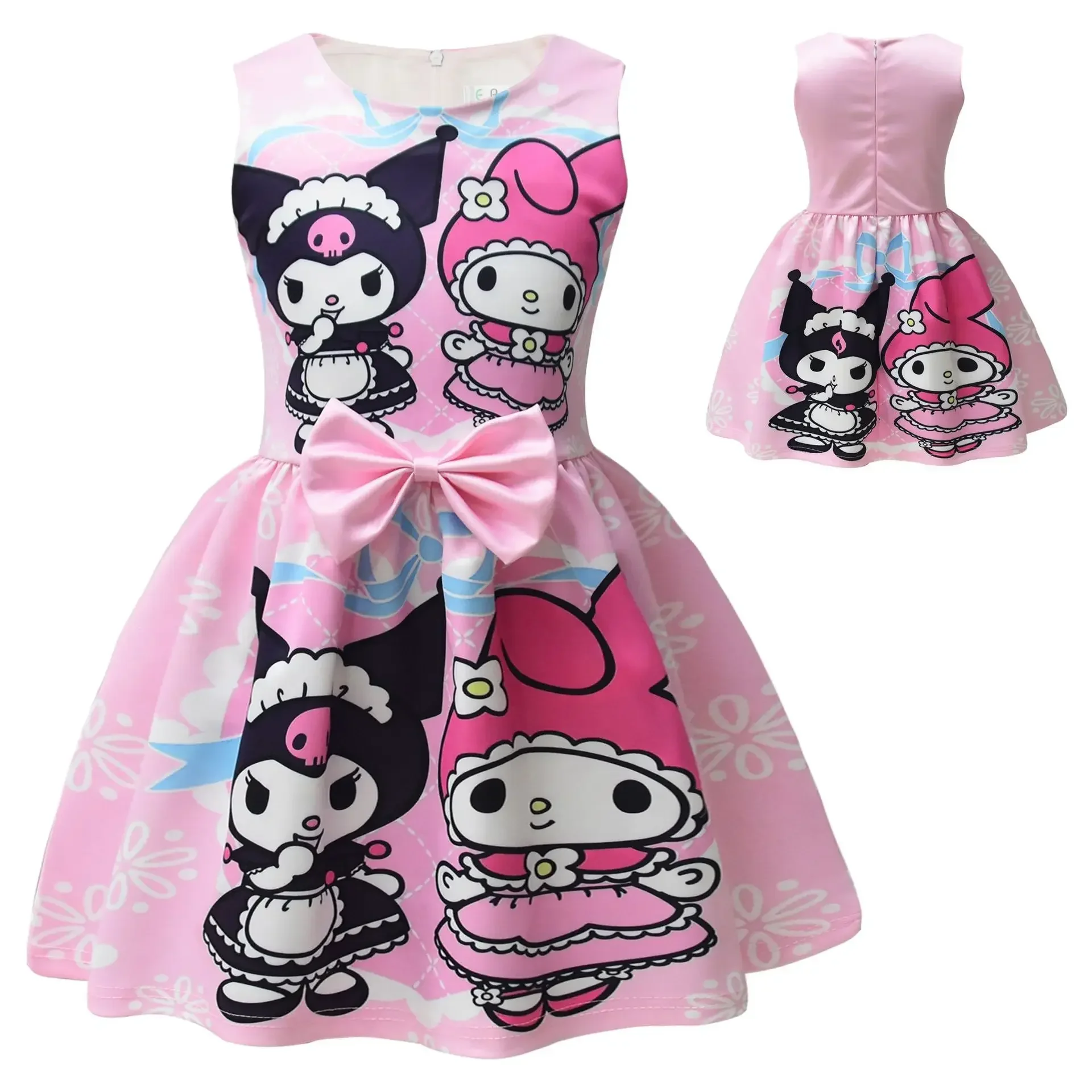 

Sanrio Kuromi Girl Skirt Princess Vest T-Shirt Holiday Party Dress hello kitty children Sleeveless Dress