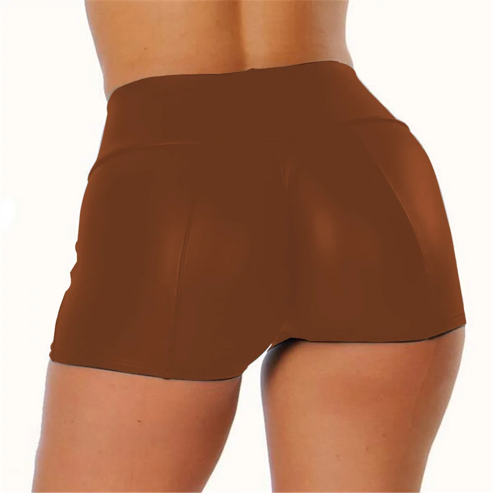 حجم كبير 5XL عالية الخصر السراويل الجلدية النساء Bodycon رفع قصيرة ركض اللياقة البدنية مثير سليم ملهى ليلي السراويل الرياضية