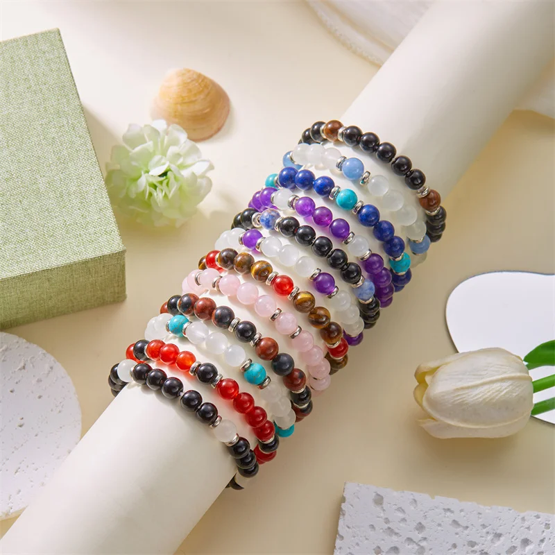 12 Constellation Beaded Bracelets for Women Men Colorful Natural Stone Handmade Aquarius Capricorn Virgo Bangle Birthday Jewelry